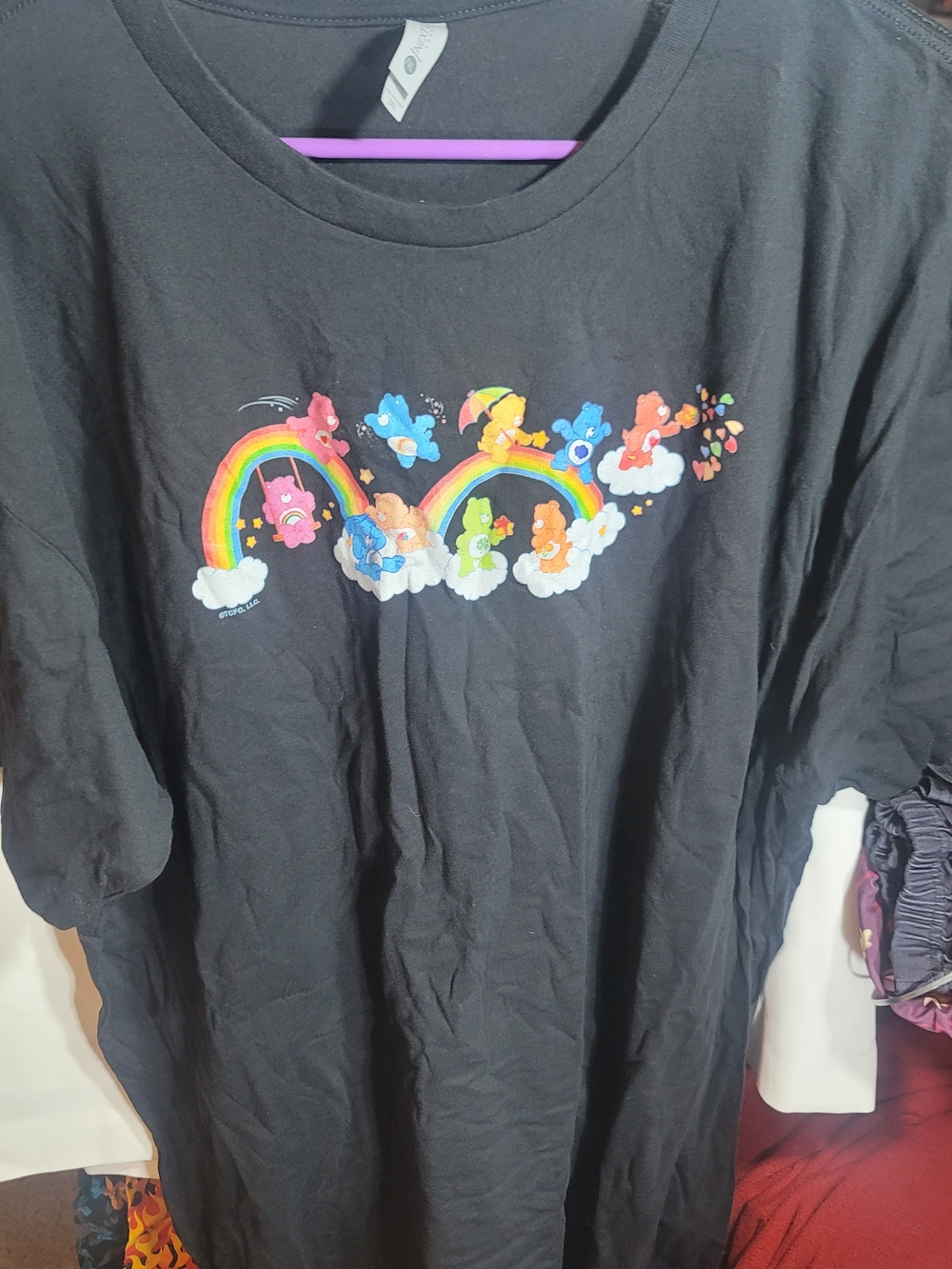 Care Bears - Black T-Shirt with Rainbow Print